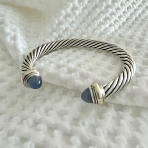 David Yurman Chalcedony 7mm  Cable Cuff Bracelet